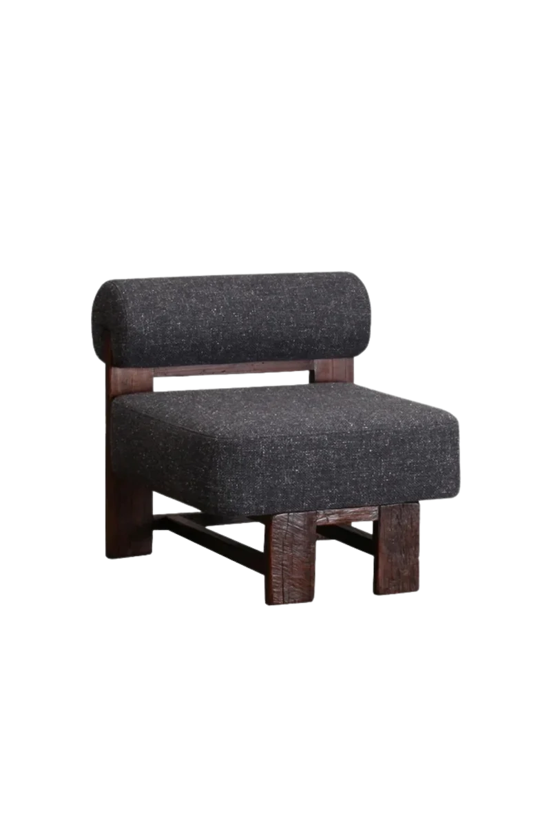Butaca de madera con tejido azul - Heritage