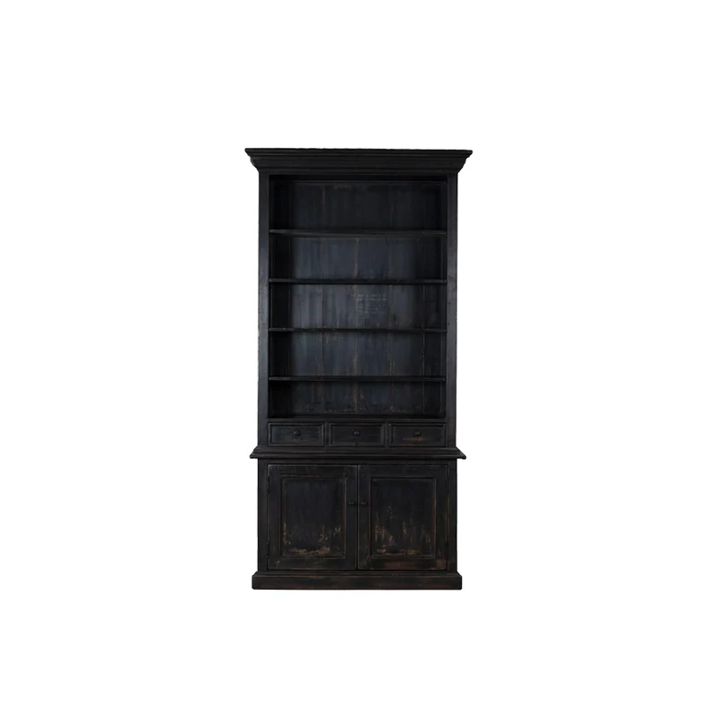 Libreria de madera negra 126x54x247 - Heritage
