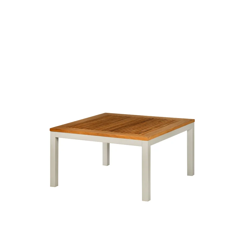 Mesa de centro cuadrada de aluminio y teka 90x90