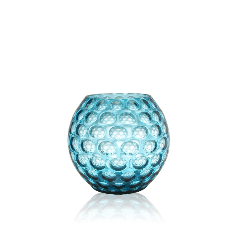 Jarrón de cristal redondo Kugel aguamarina