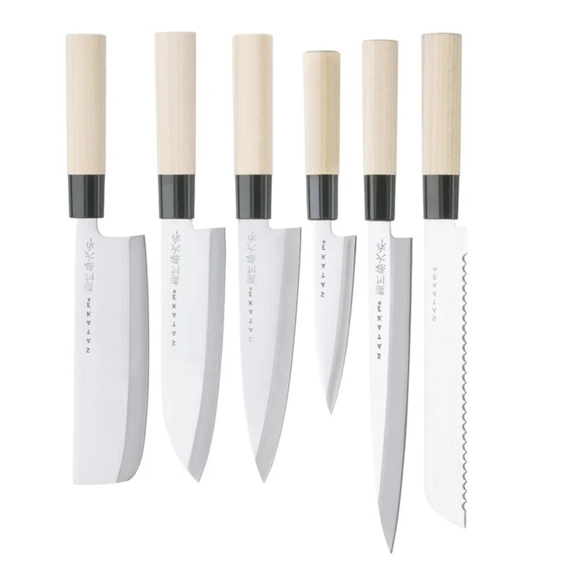 Satake - Juego de cuchillos japoneses de 6 piezas Madera de Magnolia