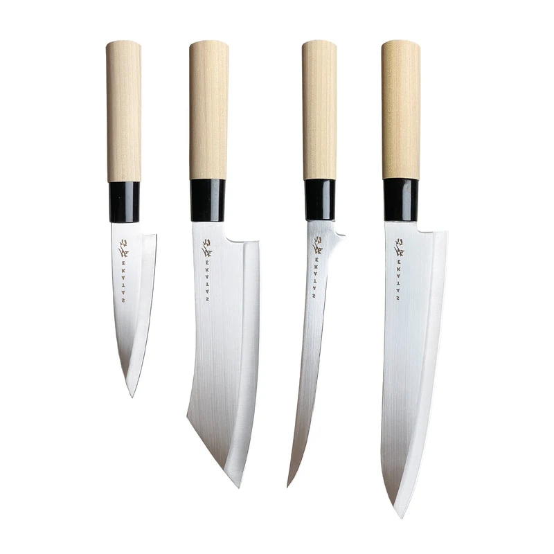 Satake - Juego de cuchillos japoneses de 4 piezas Madera de Magnolia