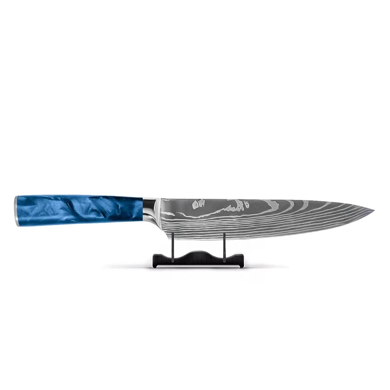 Zafiro Epoxi Estampado Damasco Japonés - Cuchillo Chef 20 cm