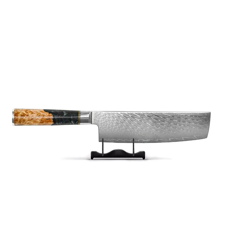 Shinrai Japón - Cuchillo Nakiri Damasco Epoxi Onyx 18 cm