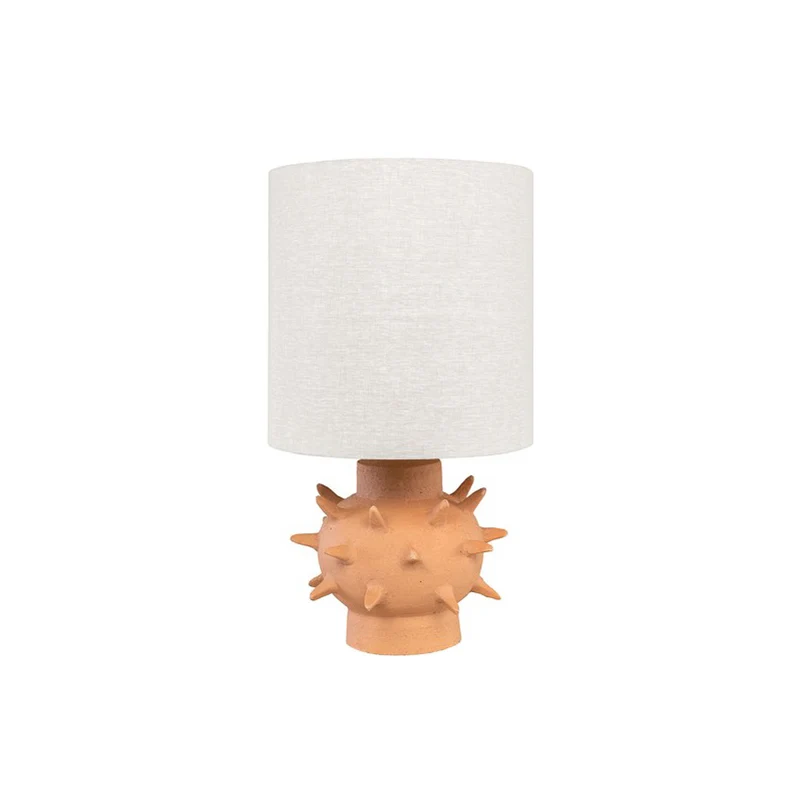 Lámpara sobremesa cerámica Herrison con pantalla beige