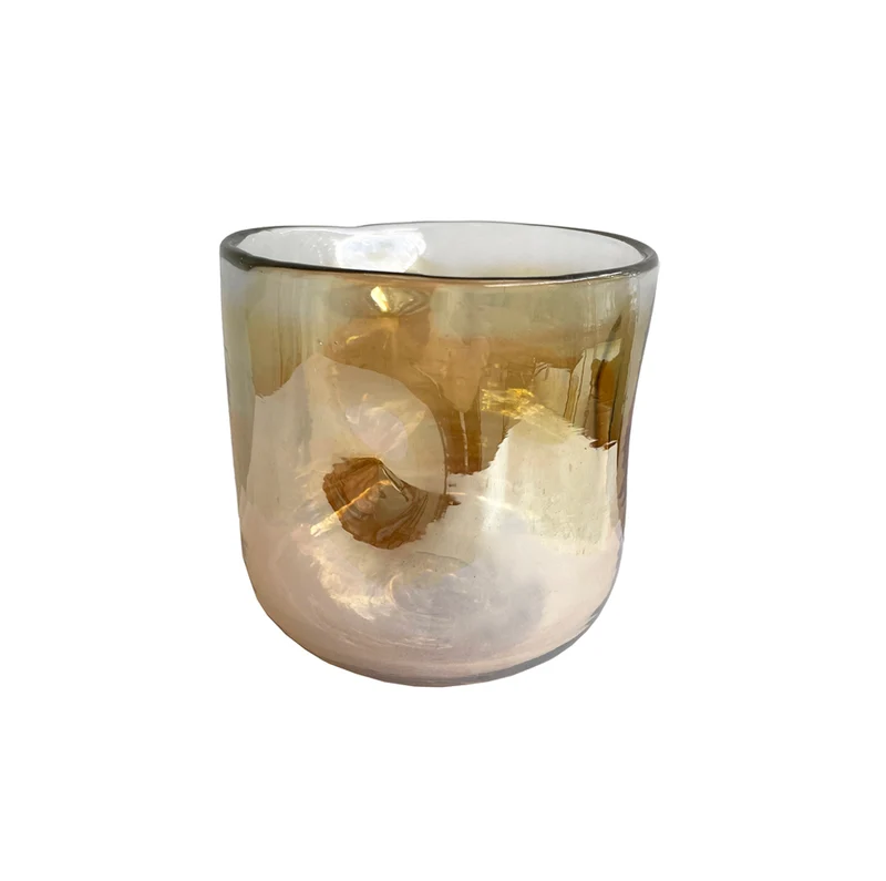 Vaso de formas orgánicas dorado D14x14cm