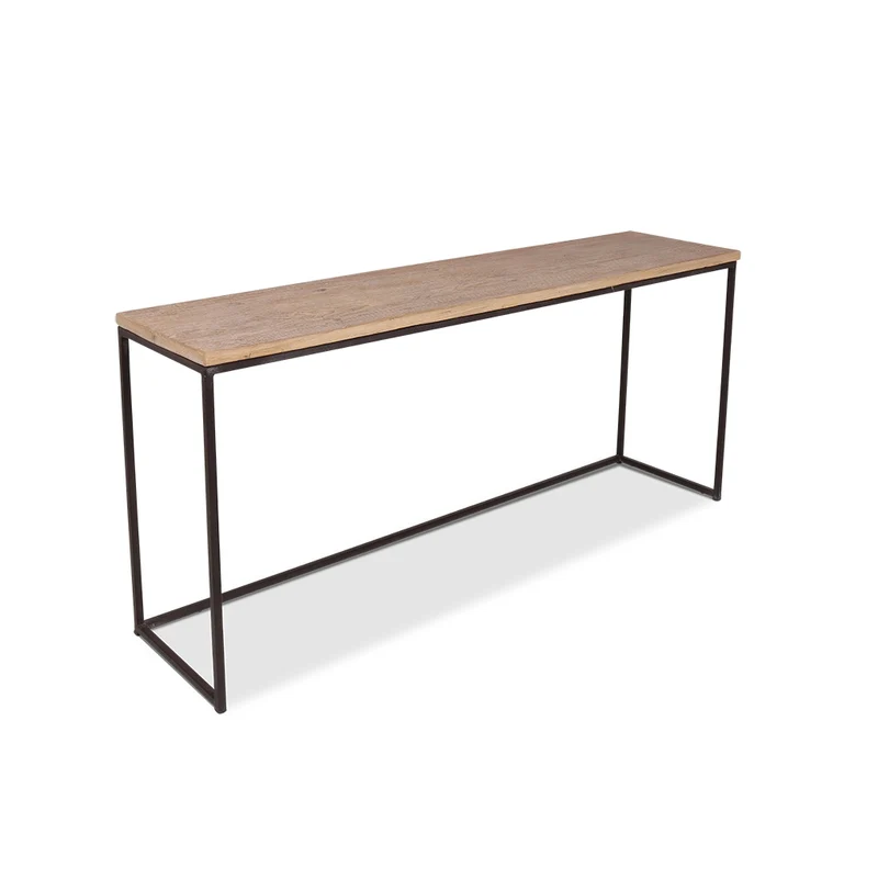 Consola de madera con patas de hierro