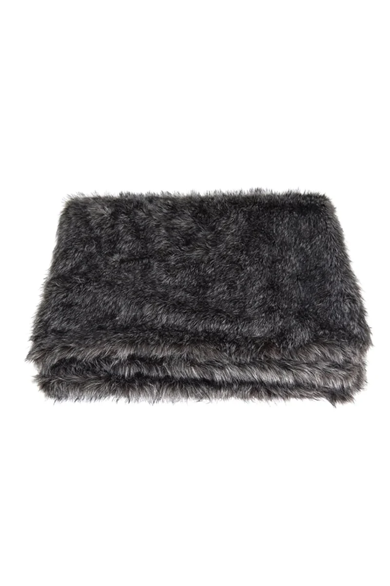 Plaid Silver Fox Faux Fur