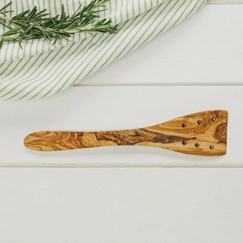 Espátula perforada de madera de olivo Selbrae