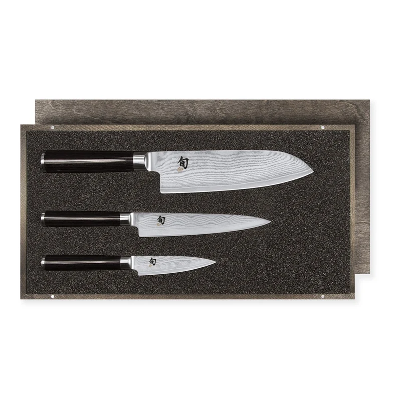Kai Shun Classic Damascus 3 Knife Set Santoku