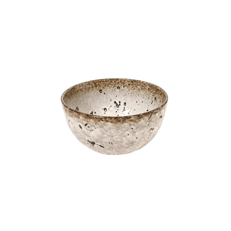 Stoneware Bowl | White/Brown 15x8cm