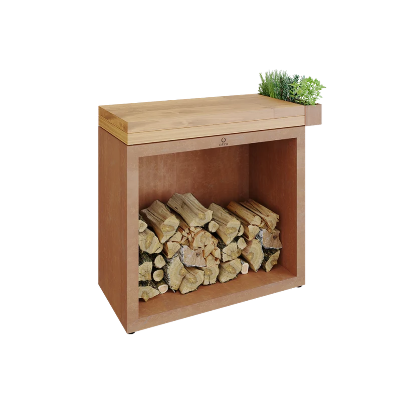 Butcher Block Storage 90 Corten Teak Wood