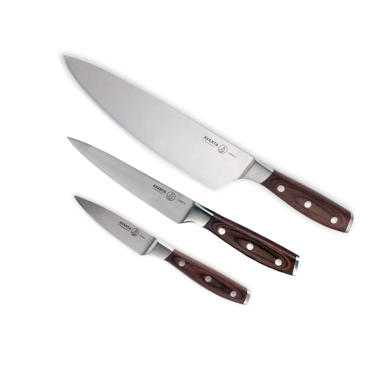 Messermeister - set básico de pakkawood de 3 piezas avanta