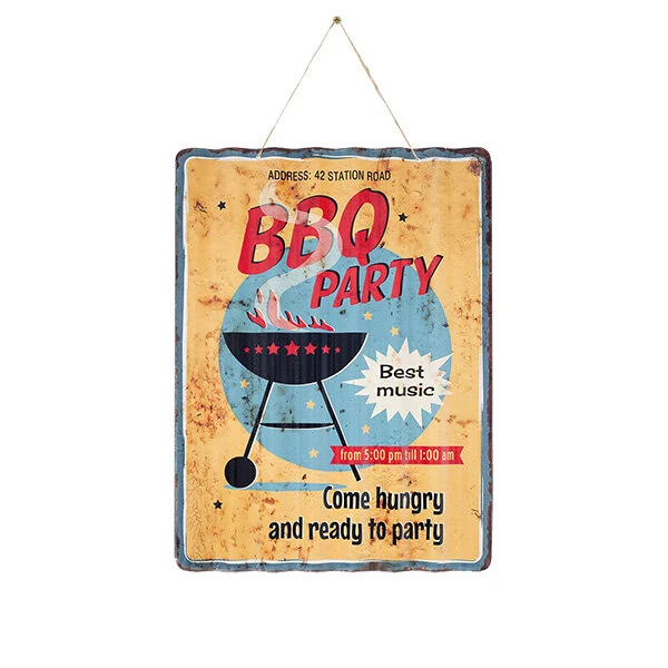 "Bbq Party" Corrugated Wall Sign